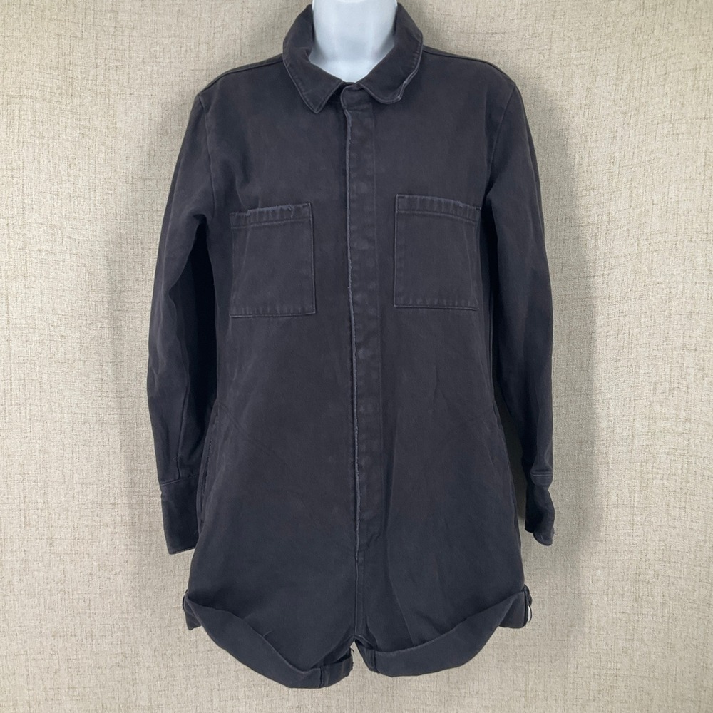 One Teaspoon Romper Women S Black Cotton Utility Boiler Suit Long Sleeve Classic